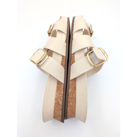 Vince Camuto Freoda Double Buckle Platform Slide Sandals Cream Size US9M EU40 - Picture 6 of 10